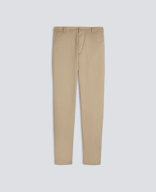 PANTALONE CHINO IN GABARDINA DI COTONE E LINO-COLONIALE-COLONIAL BEIGE-COLONIAL-KOLONIALBEIGE-COLONIAL