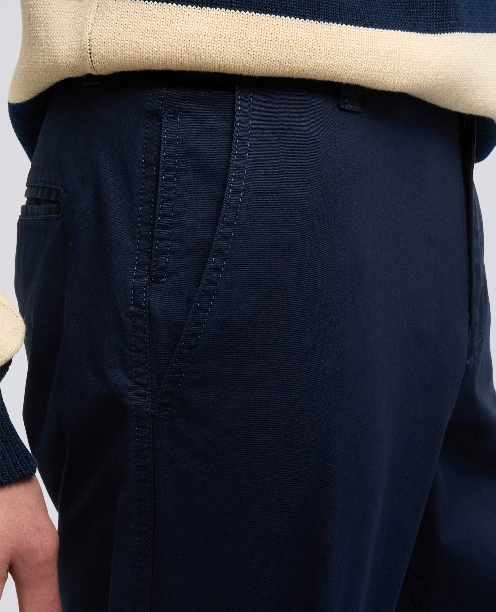 PANTALONE CHINO IN GABARDINA DI COTONE E LINO-NAVY-NAVY-AZUL MARINO-NAVY-NAVY