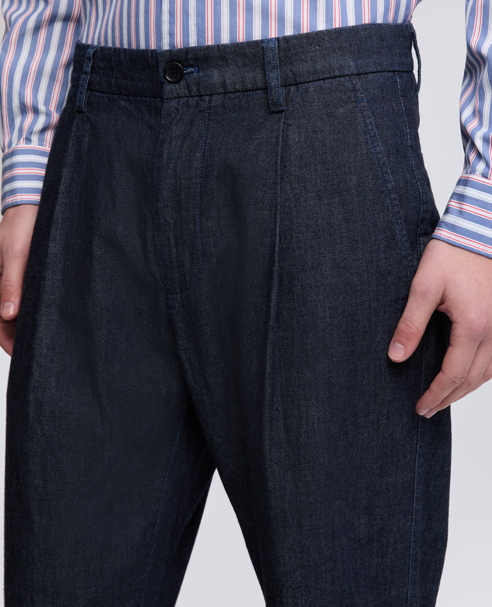 PANTALONE MONO PINCE IN DENIM LEGGERO-DENIM SCURO-DARK DENIM-DENIM OSCURO-DUNKLES DENIM-DENIM FONCE