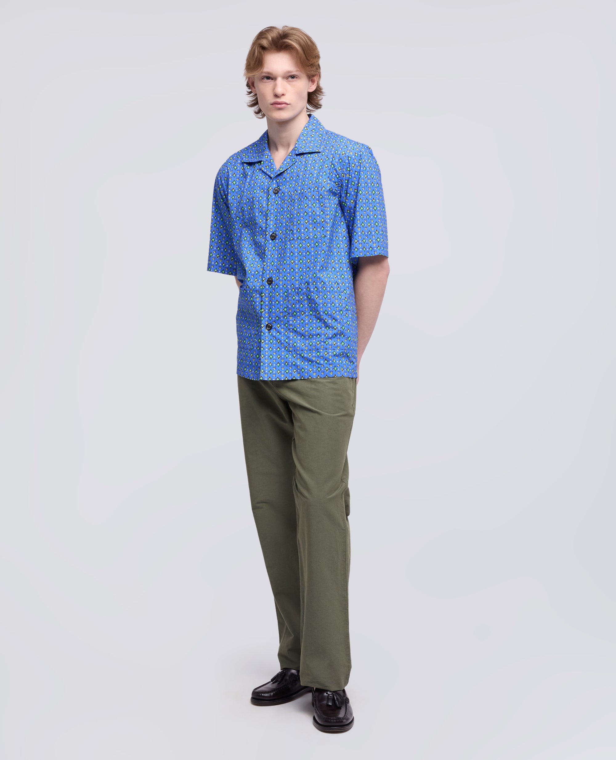 PANTALONE IN COTONE - LINO FIAMMATO-VERDE-GREEN-VERDE-GRUN-VERT