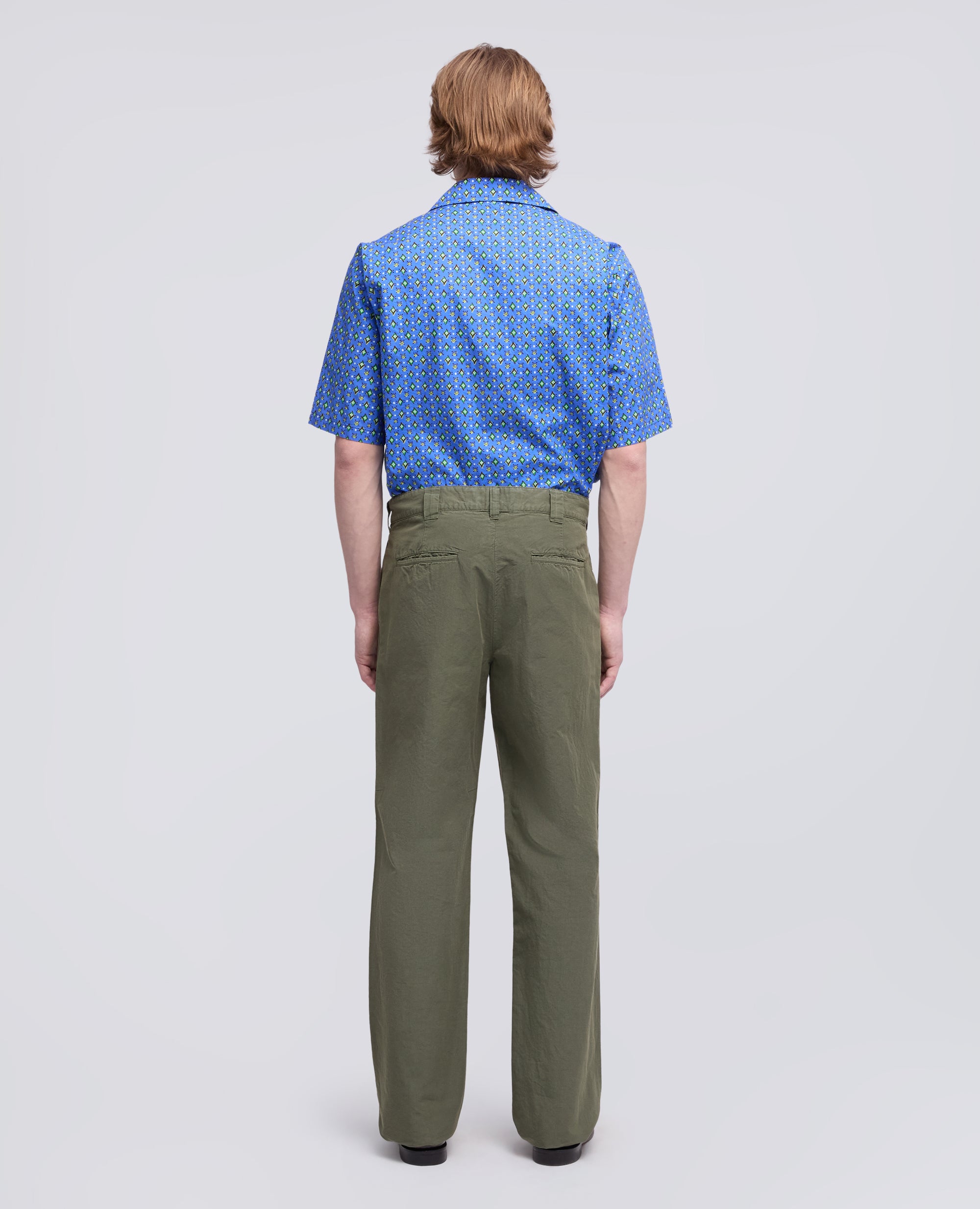 PANTALONE IN COTONE - LINO FIAMMATO-VERDE-GREEN-VERDE-GRUN-VERT