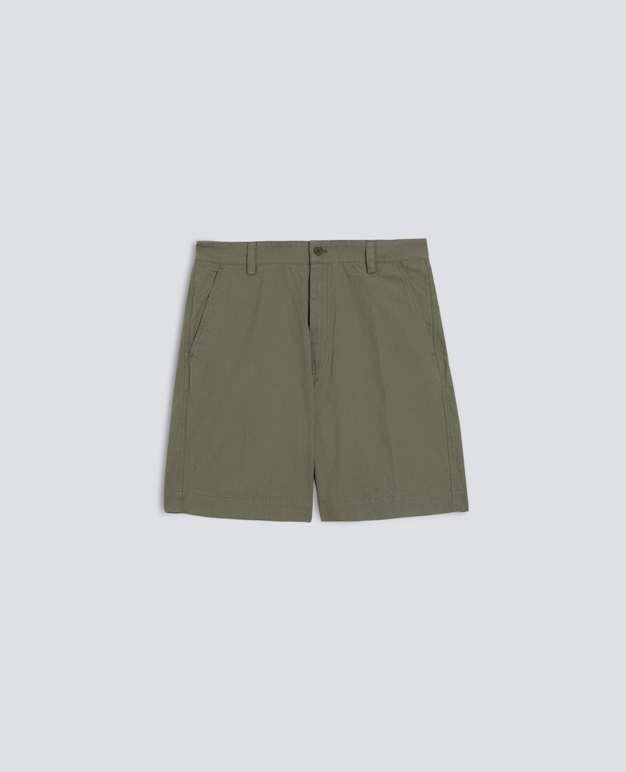 BERMUDA IN CANVAS DI COTONE TINTO PEZZA-OLIVA-OLIVE-OLIVA-OLIVEGRUN-VERT OLIVE