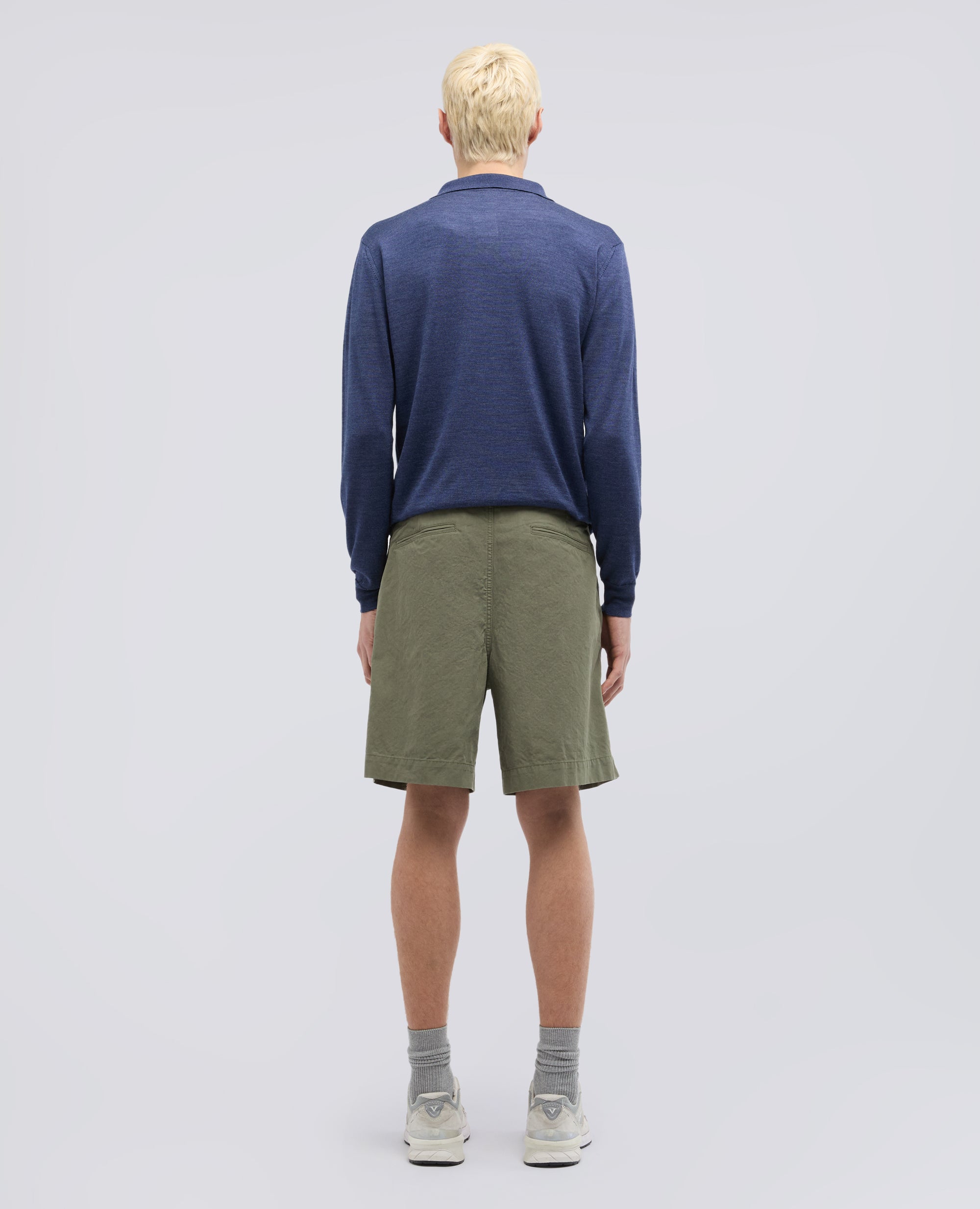 BERMUDA IN CANVAS DI COTONE TINTO PEZZA-OLIVA-OLIVE-OLIVA-OLIVEGRUN-VERT OLIVE