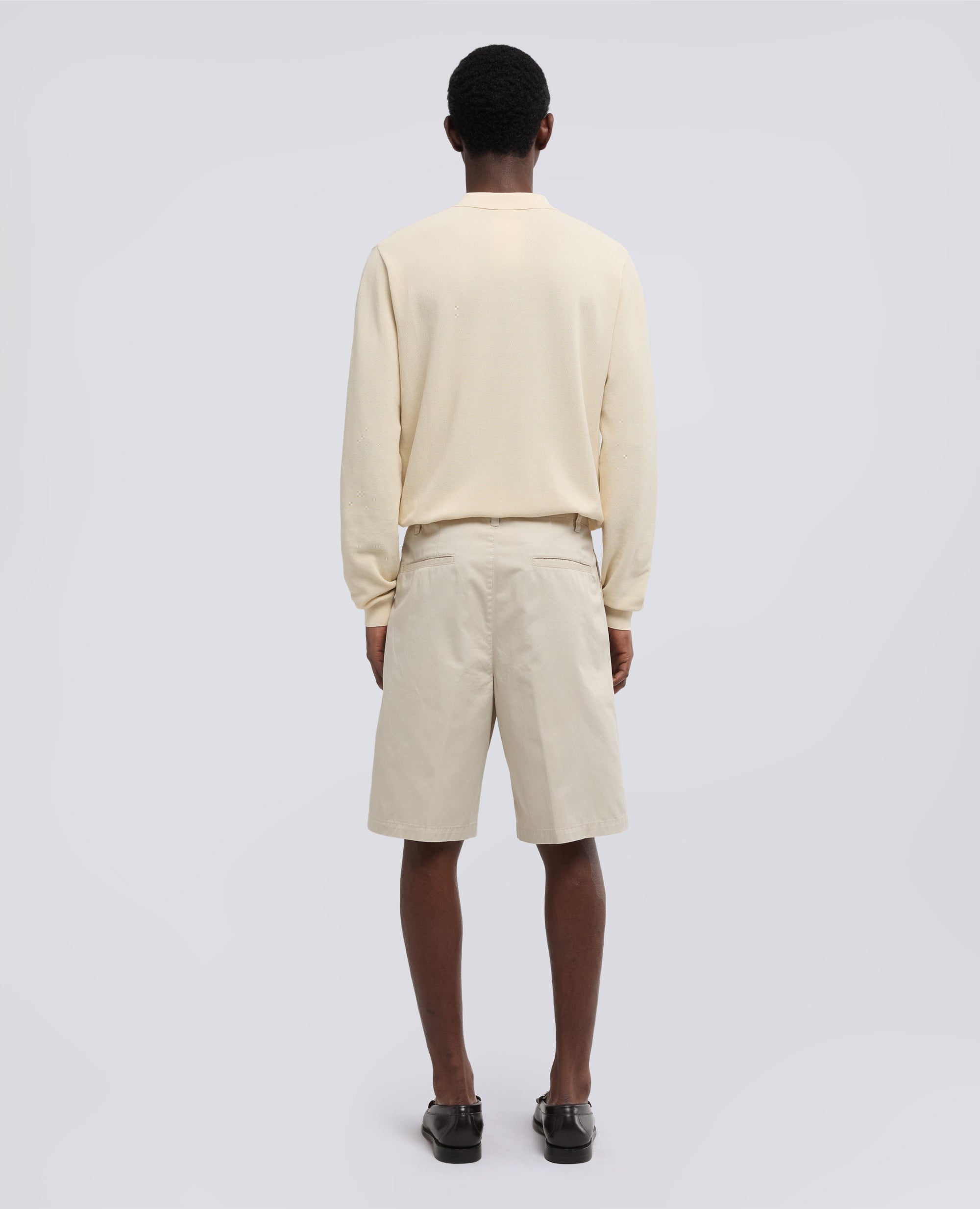 BERMUDA DOPPIA PINCE IN MICRO TWILL DI COTONE-GESSO-CHALK-GESSO-GESSO-GESSO