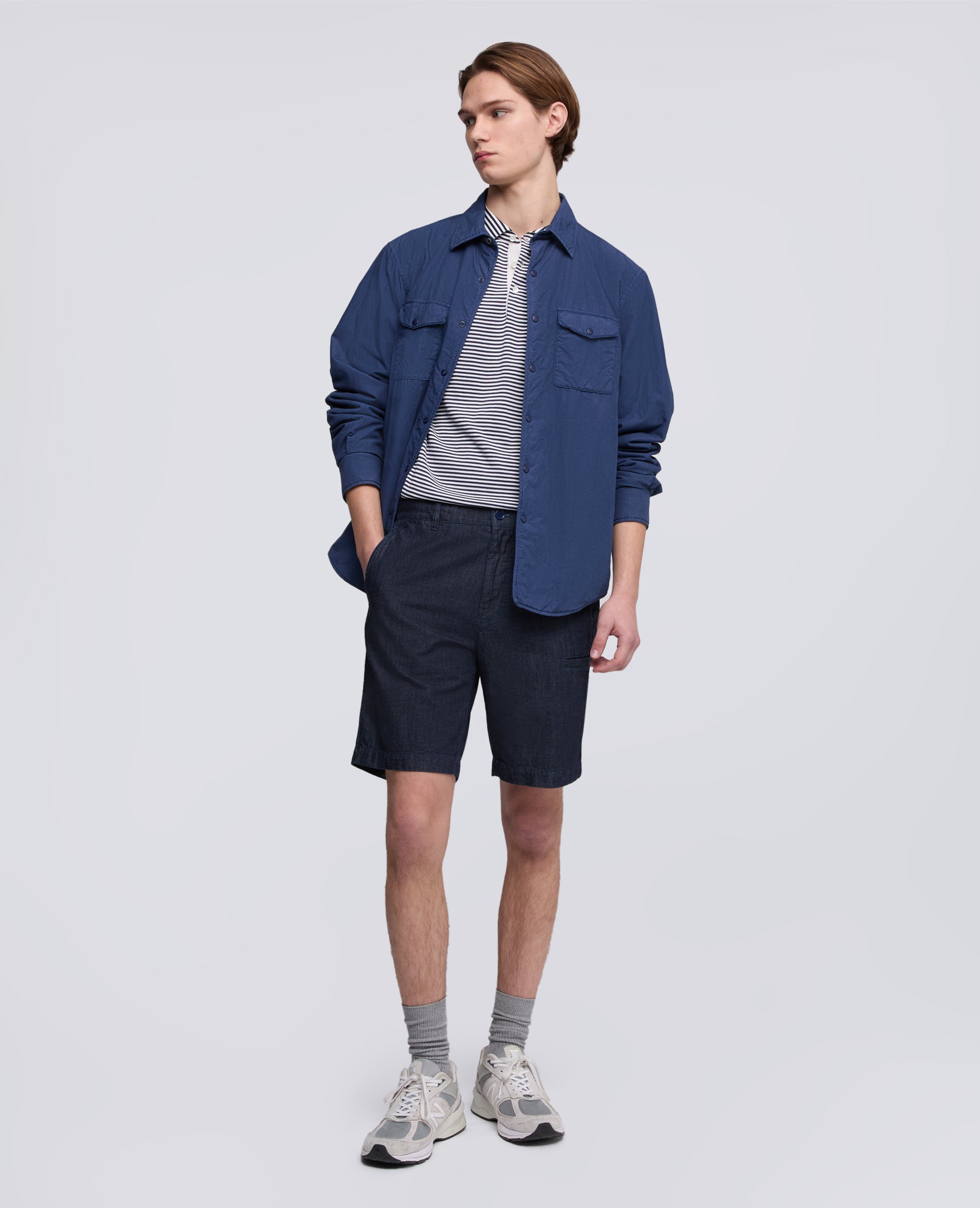 BERMUDA IN DENIM DI COTONE LEGGERO-DENIM SCURO-DARK DENIM-DENIM OSCURO-DUNKLES DENIM-DENIM FONCE