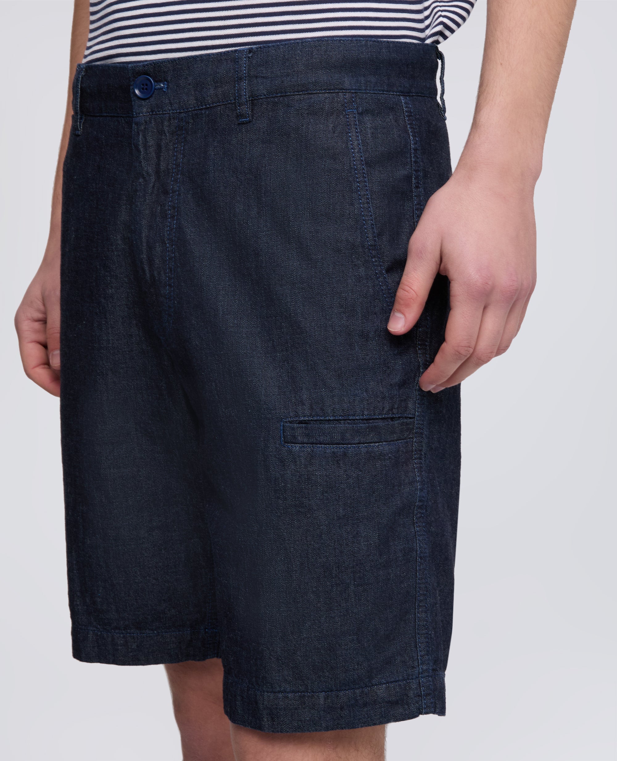 BERMUDA IN DENIM DI COTONE LEGGERO-DENIM SCURO-DARK DENIM-DENIM OSCURO-DUNKLES DENIM-DENIM FONCE