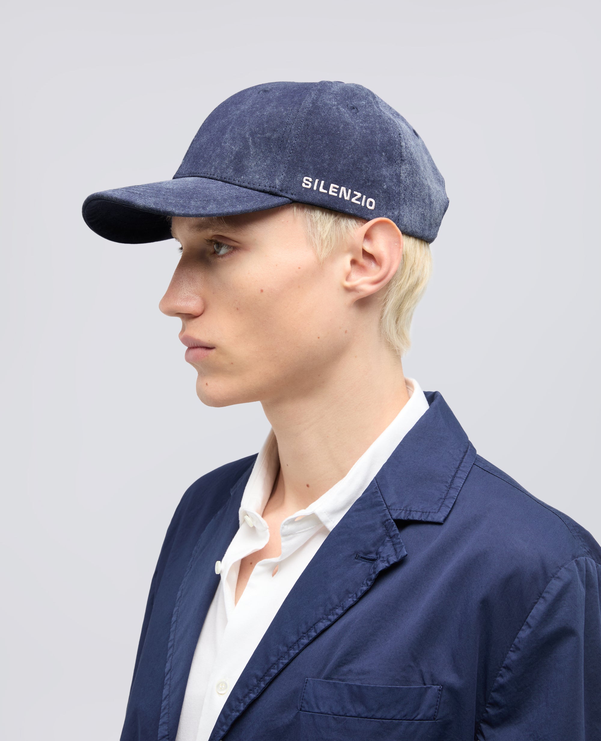 CAPPELLO IN COTONE CON SCRITTA "SILENZIO"-NAVY-NAVY-AZUL MARINO-NAVY-NAVY