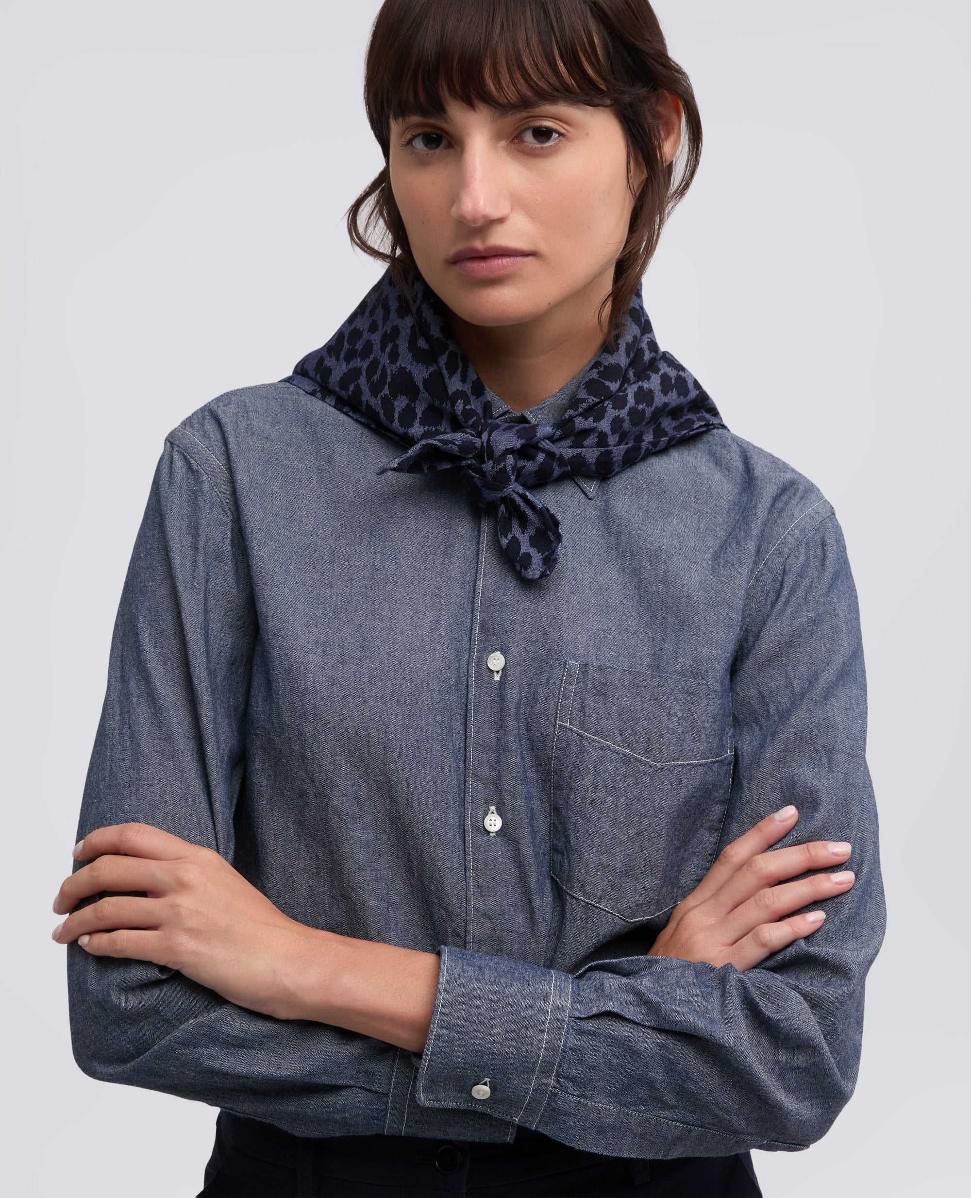 FOULARD IN CHAMBRAY DI COTONE GIAPPONESE-ANIMALIER-ANIMALIER-ANIMALIER-ANIMALIER-ANIMALIER