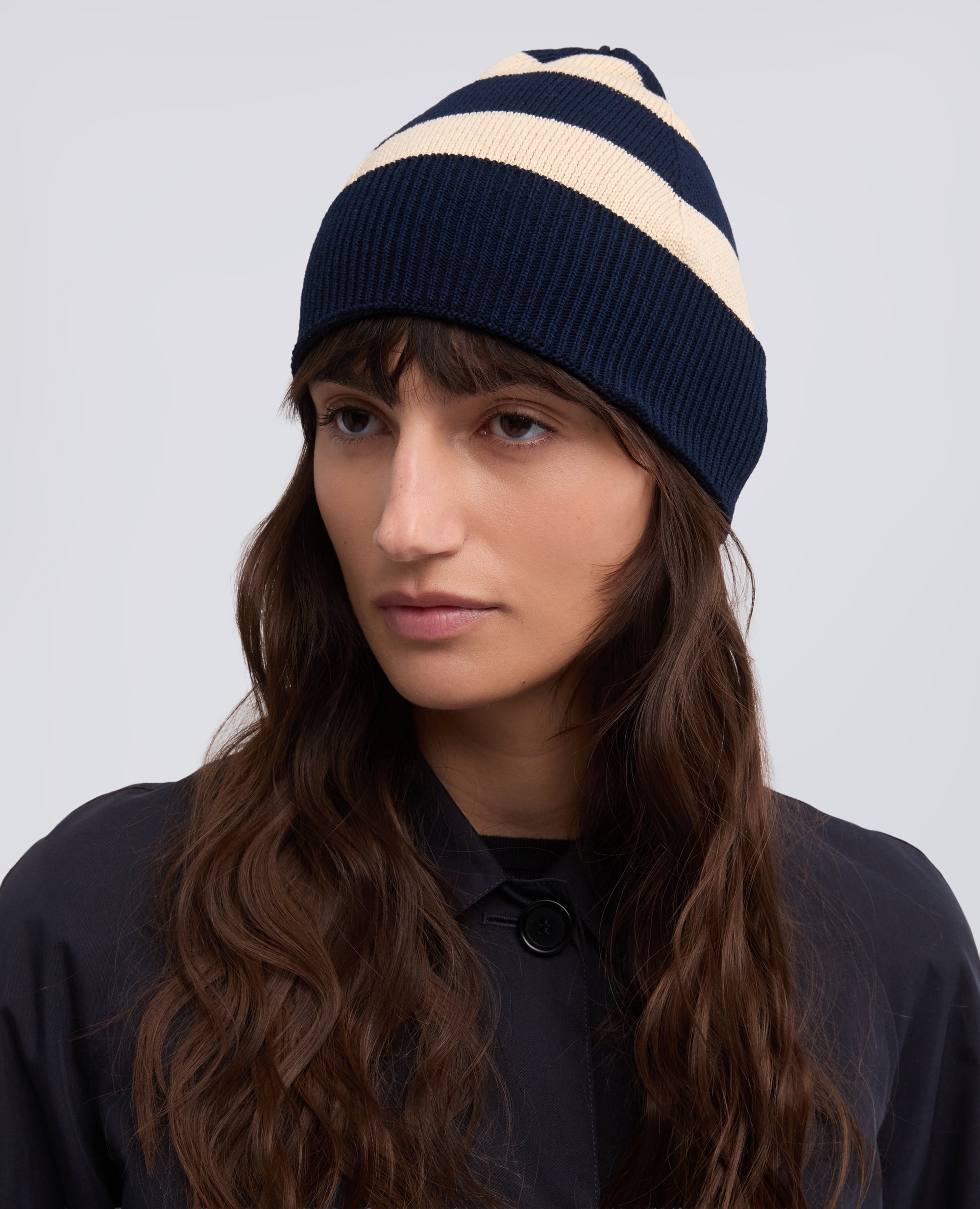 CAPPELLO IN LANA MERINO-CORDA/BLU-CORDA/BLU-CORDA/BLU-CORDA/BLU-CORDA/BLU