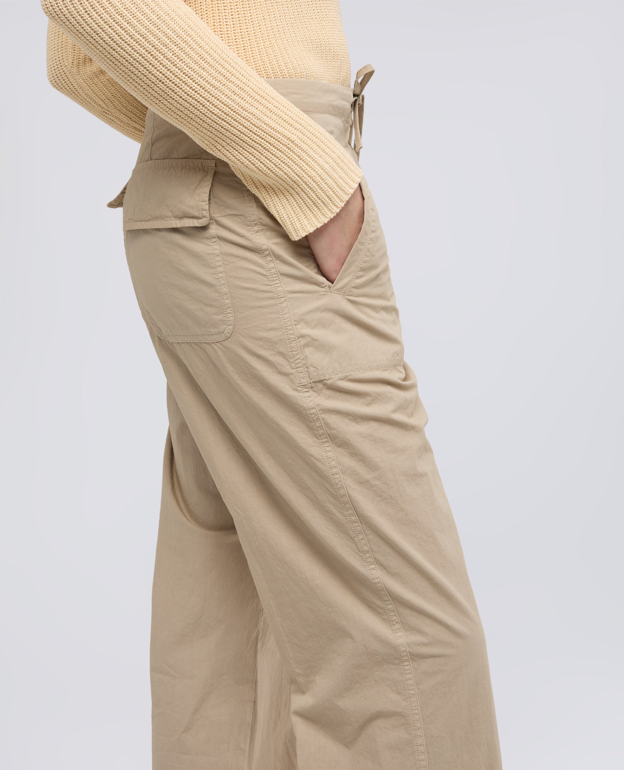 PANTALONE IN POPELINE COTONE TINTO CAPO-BEIGE-BEIGE-BEIS-BEIGE-BEIGE