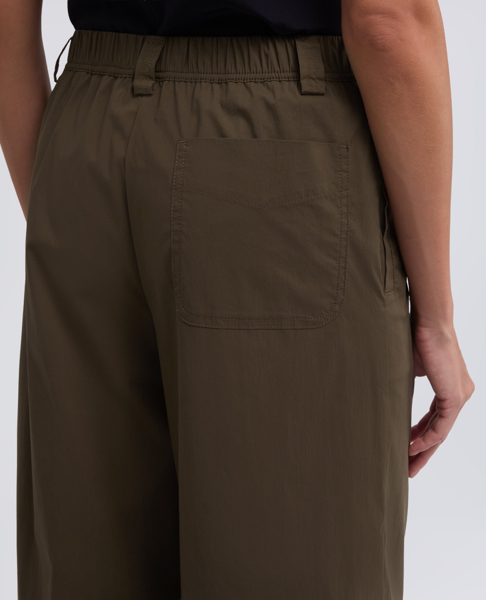 PANTALONE IN POPELINE DI COTONE NYLON STRETCH-MILITARE-MILITARY-MILITAR-MILITAR-MILITAIRE