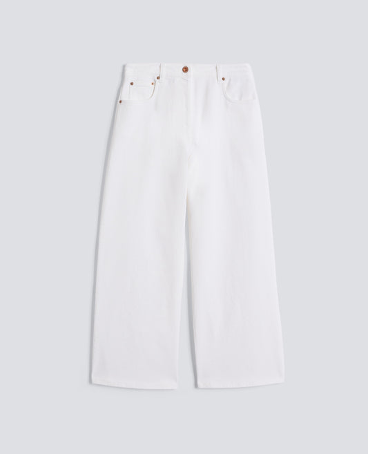 PANTALONE IN DENIM DI COTONE-BIANCO-WHITE-BLANCO-WEISS-BLANC