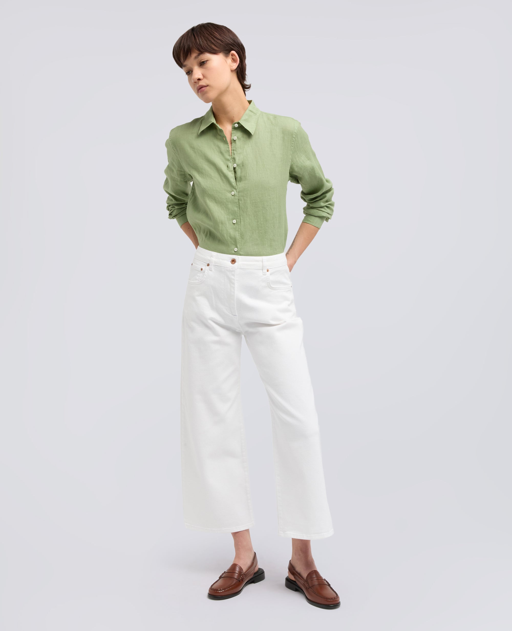 PANTALONE IN DENIM DI COTONE-BIANCO-WHITE-BLANCO-WEISS-BLANC