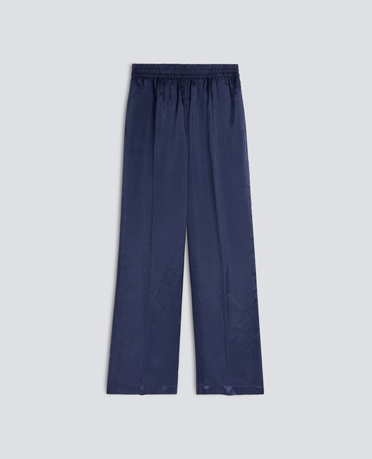 PANTALONE IN TWILL DI VISCOSA LAVATO-BLU-BLUE-AZUL-BLAU-BLEU