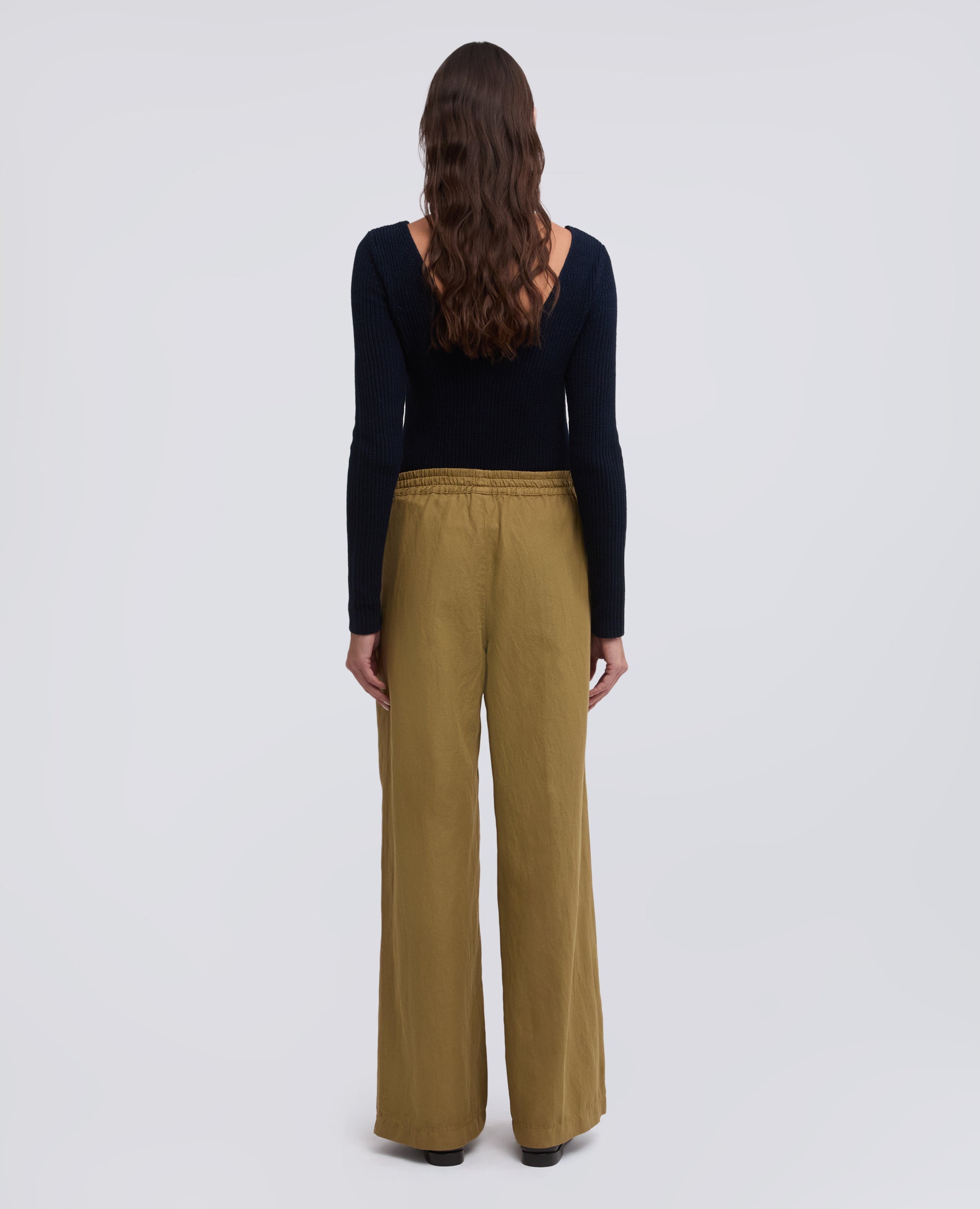 PANTALONE IN GABARDINE IN COTONE E LINO FIAMMATO TINTO CAPO-BEIGE-BEIGE-BEIS-BEIGE-BEIGE