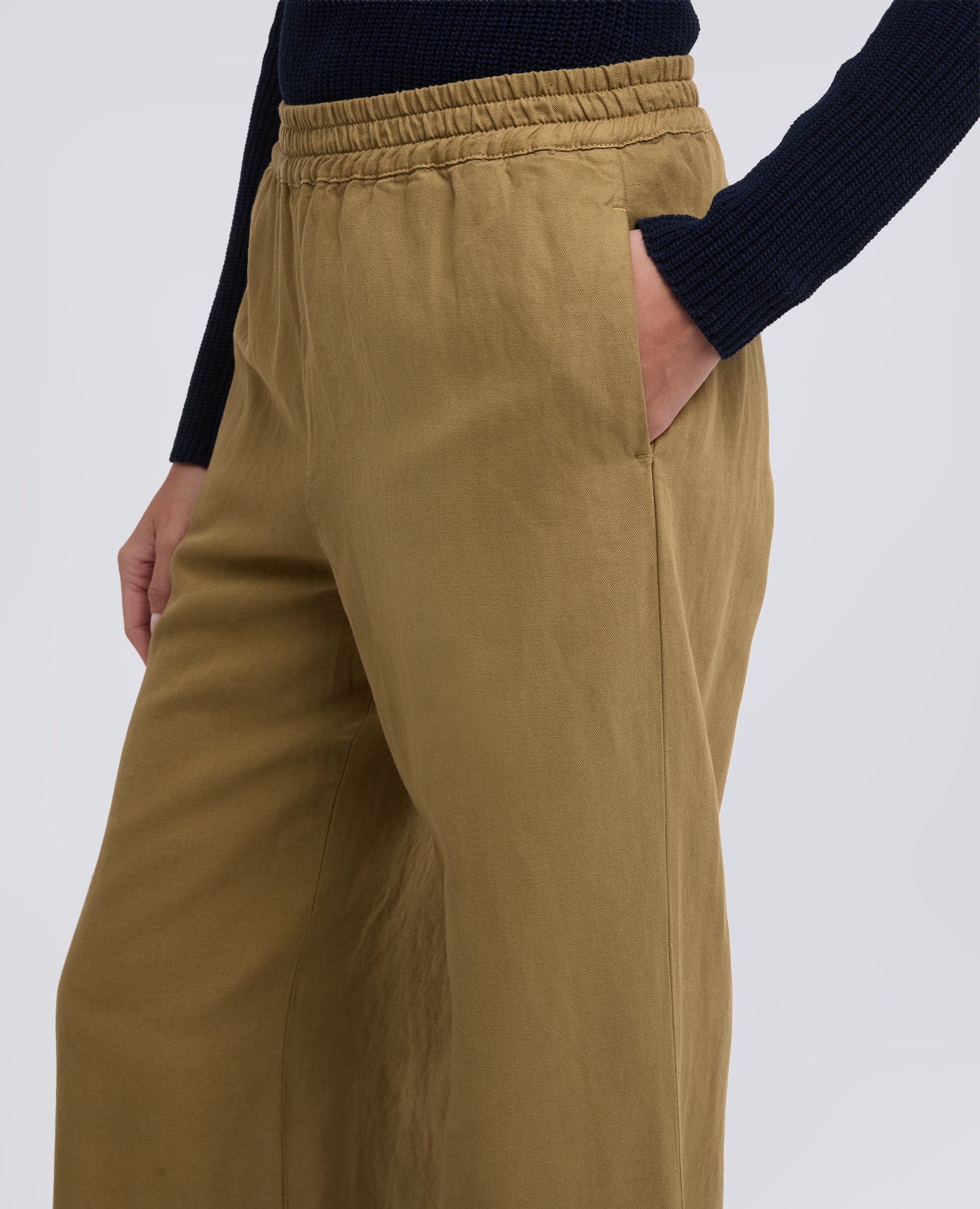 PANTALONE IN GABARDINE IN COTONE E LINO FIAMMATO TINTO CAPO-BEIGE-BEIGE-BEIS-BEIGE-BEIGE