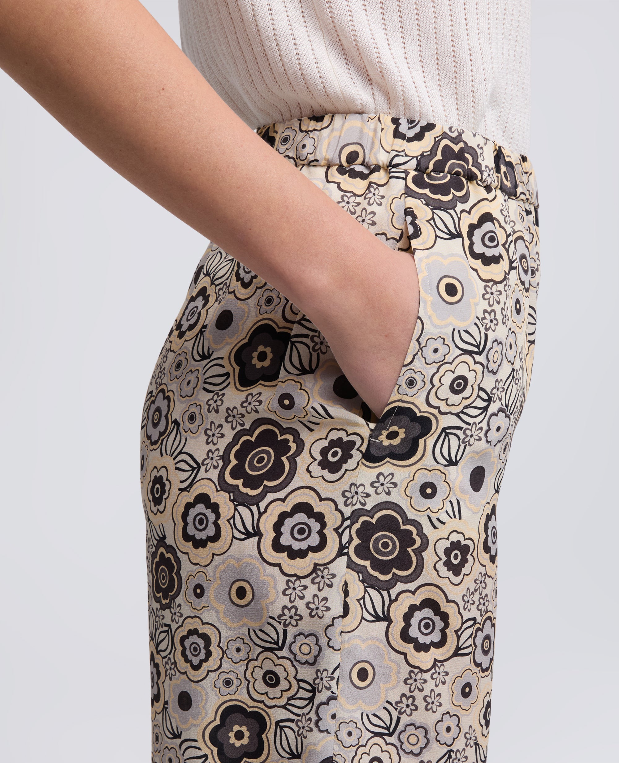 PANTALONE IN CREPE DE CHINE DI SETA-NATURALE-NATURAL-NATURAL-NATURLICH-NATUREL