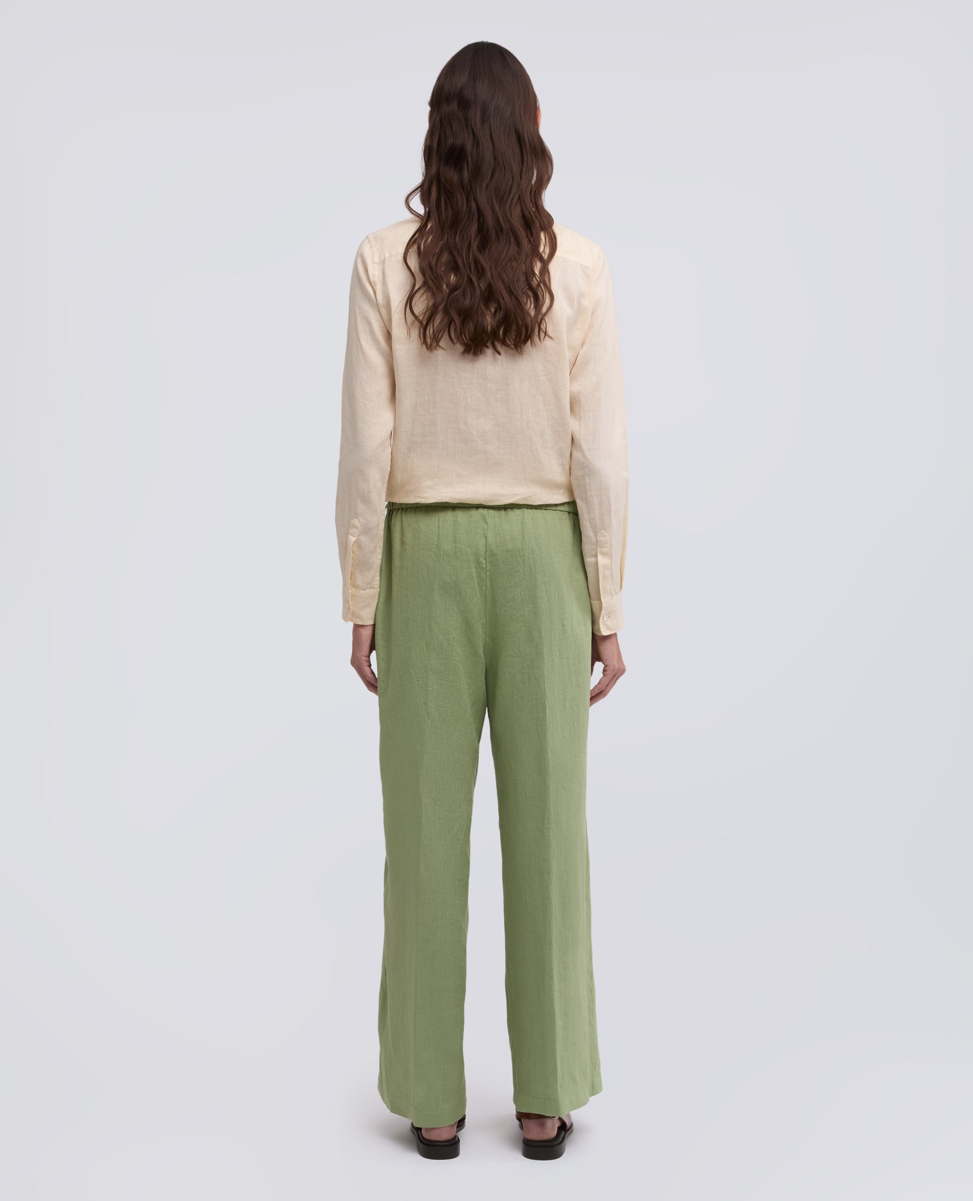 PANTALONE IN LINO-SALVIA-SAGE GREEN-ARENA-SALBEIGRUN-SAUGE