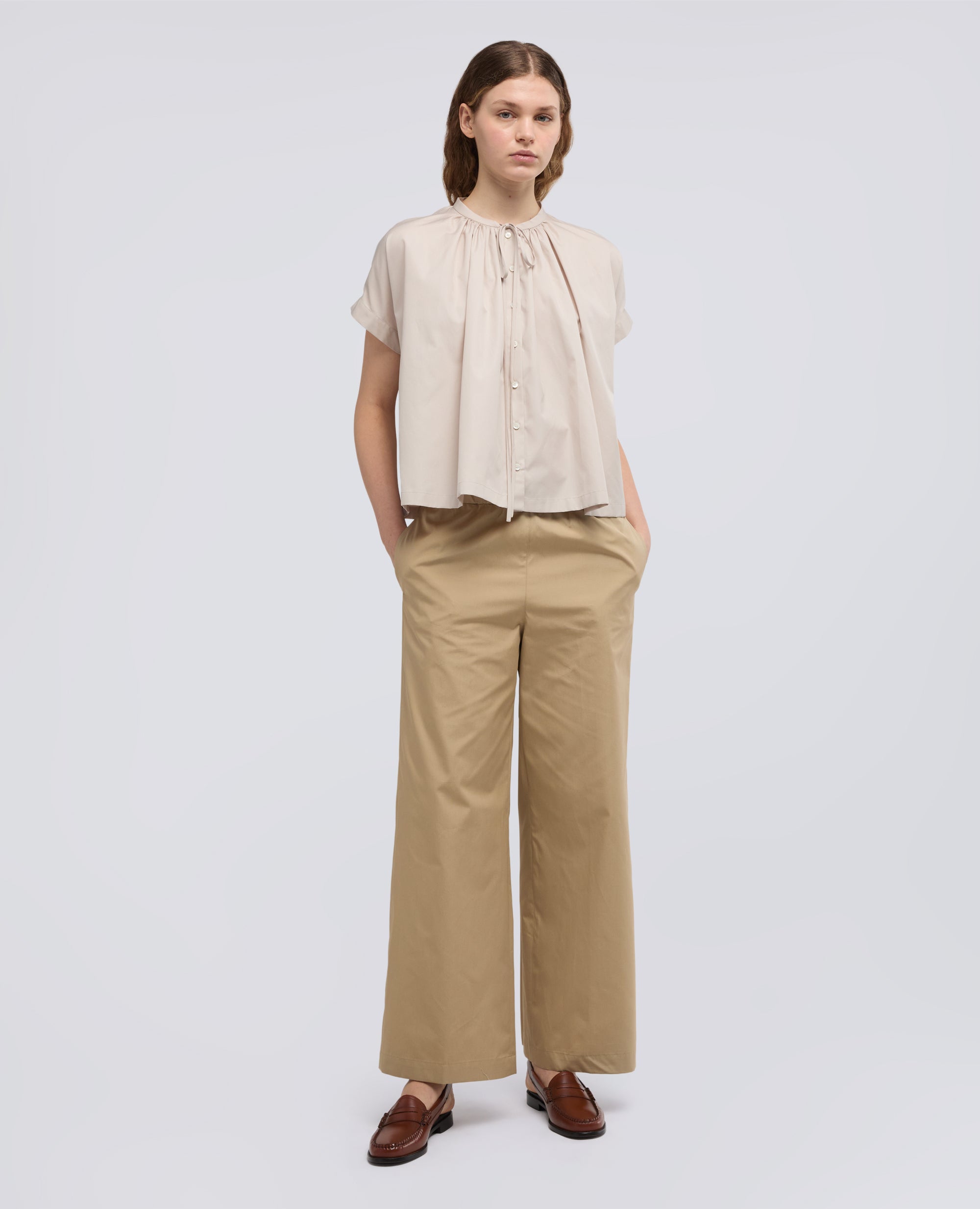PANTALONE IN POPELINE DI COTONE-COLONIALE-COLONIAL BEIGE-COLONIAL-KOLONIALBEIGE-COLONIAL