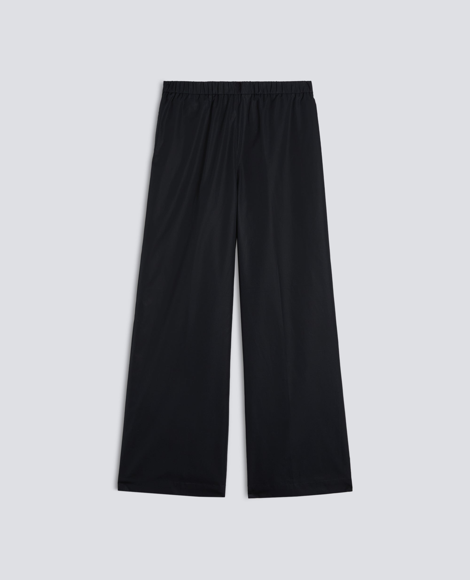 PANTALONE IN POPELINE DI COTONE-NERO-BLACK-NEGRO-SCHWARZ-NOIR