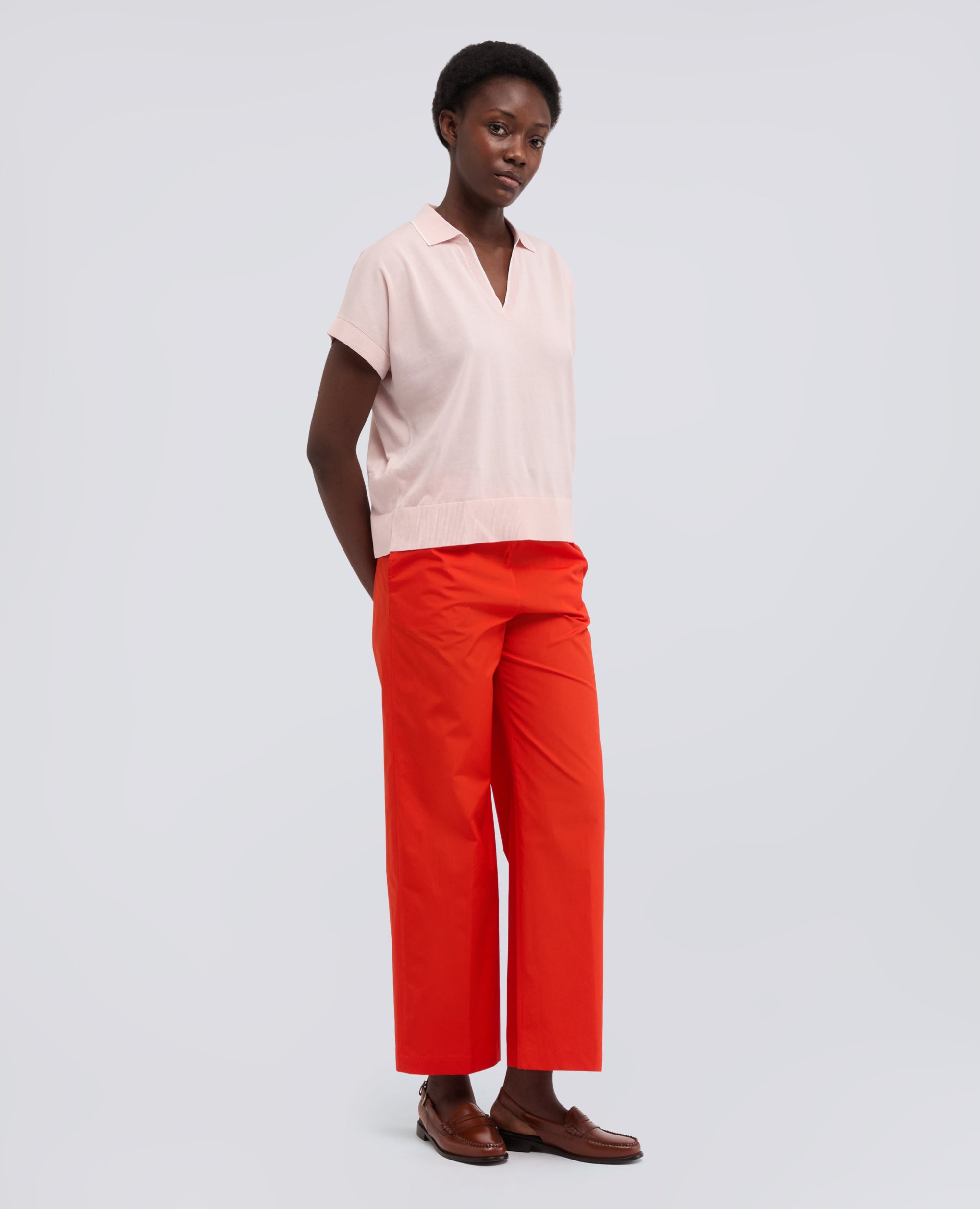 PANTALONE IN POPELINE DI COTONE-GERANIO-GERANIO-GERANIO-GERANIO-GERANIO