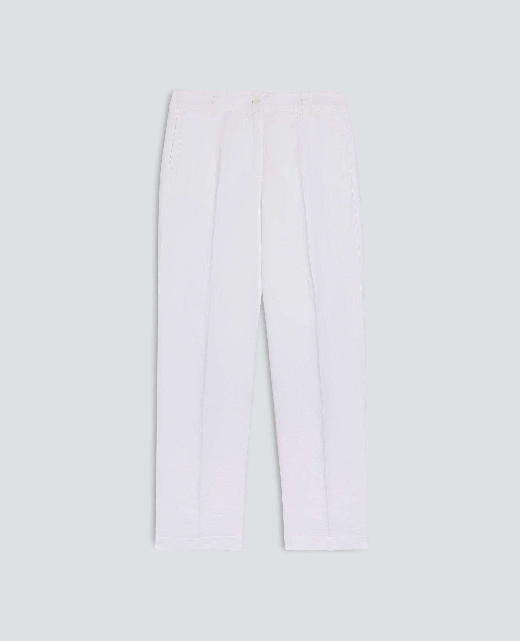 PANTALONE IN LINO FIAMMATO COMPATTO TINTO CAPO-BIANCO-WHITE-BLANCO-WEISS-BLANC