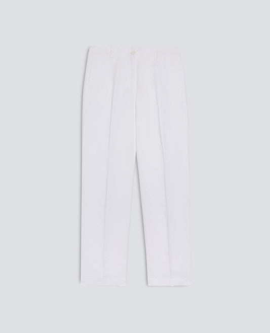 PANTALONE IN LINO FIAMMATO COMPATTO TINTO CAPO-BIANCO-WHITE-BLANCO-WEISS-BLANC