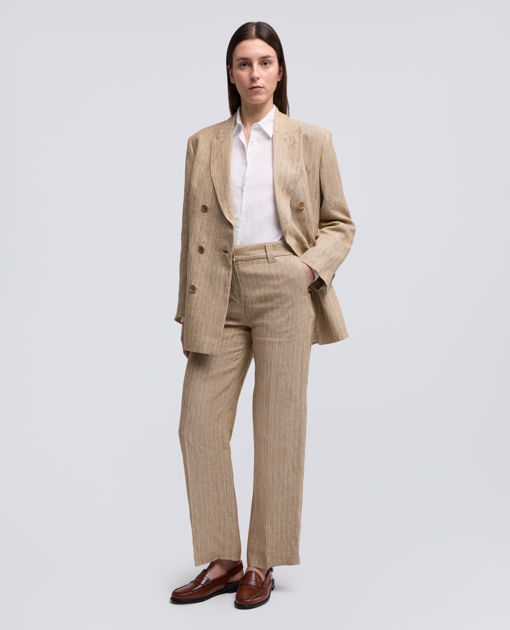 PANTALONE IN LINO TINTO FILO EFFETTO DELAVE'-COLONIALE-COLONIAL BEIGE-COLONIAL-KOLONIALBEIGE-COLONIAL