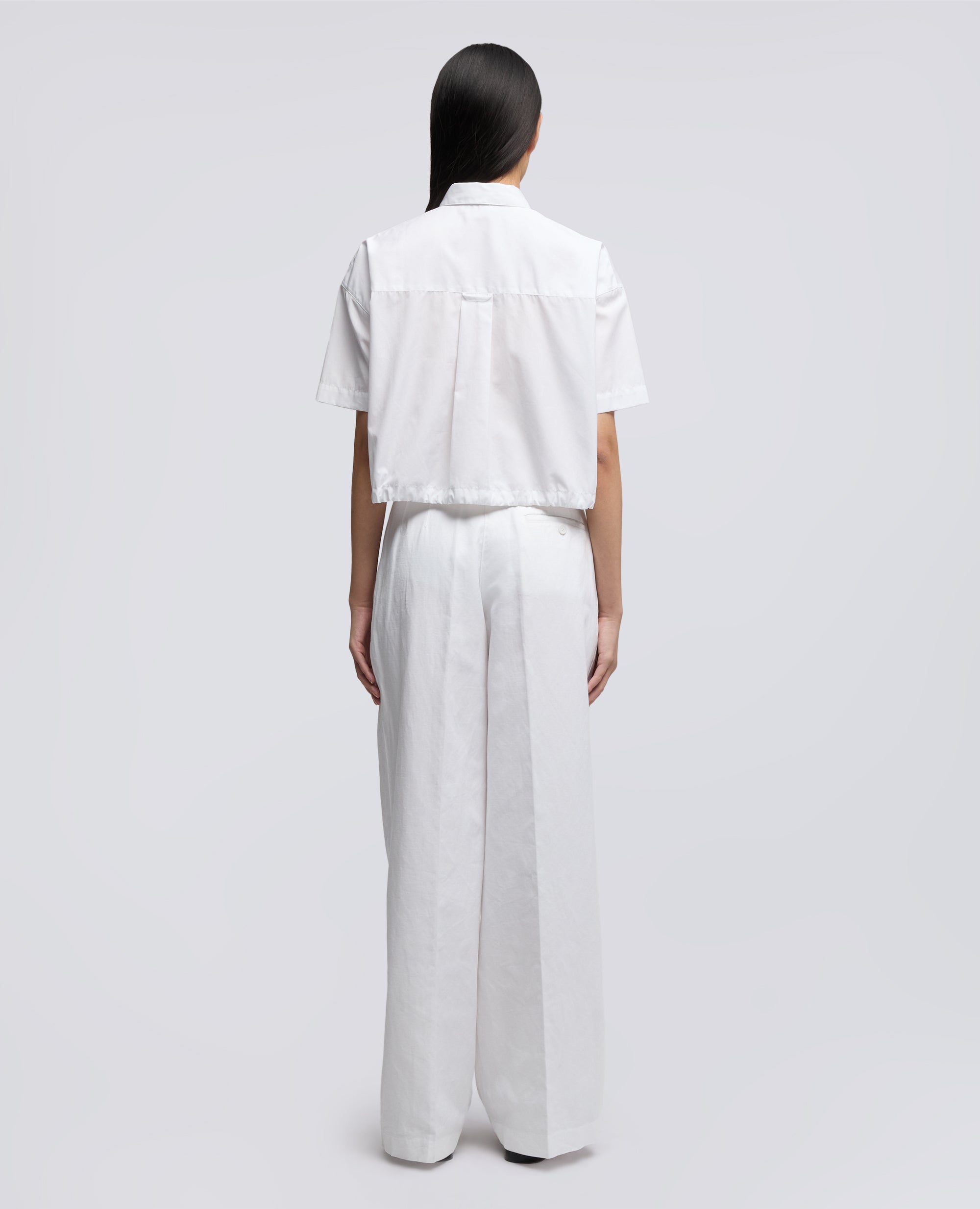 PANTALONE IN GABARDINA COTONE LINO TINTO CAPO-BIANCO-WHITE-BLANCO-WEISS-BLANC