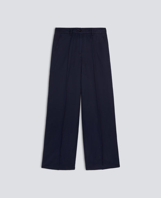 PANTALONE IN GABARDINA COTONE LINO TINTO CAPO-NAVY-NAVY-AZUL MARINO-NAVY-NAVY