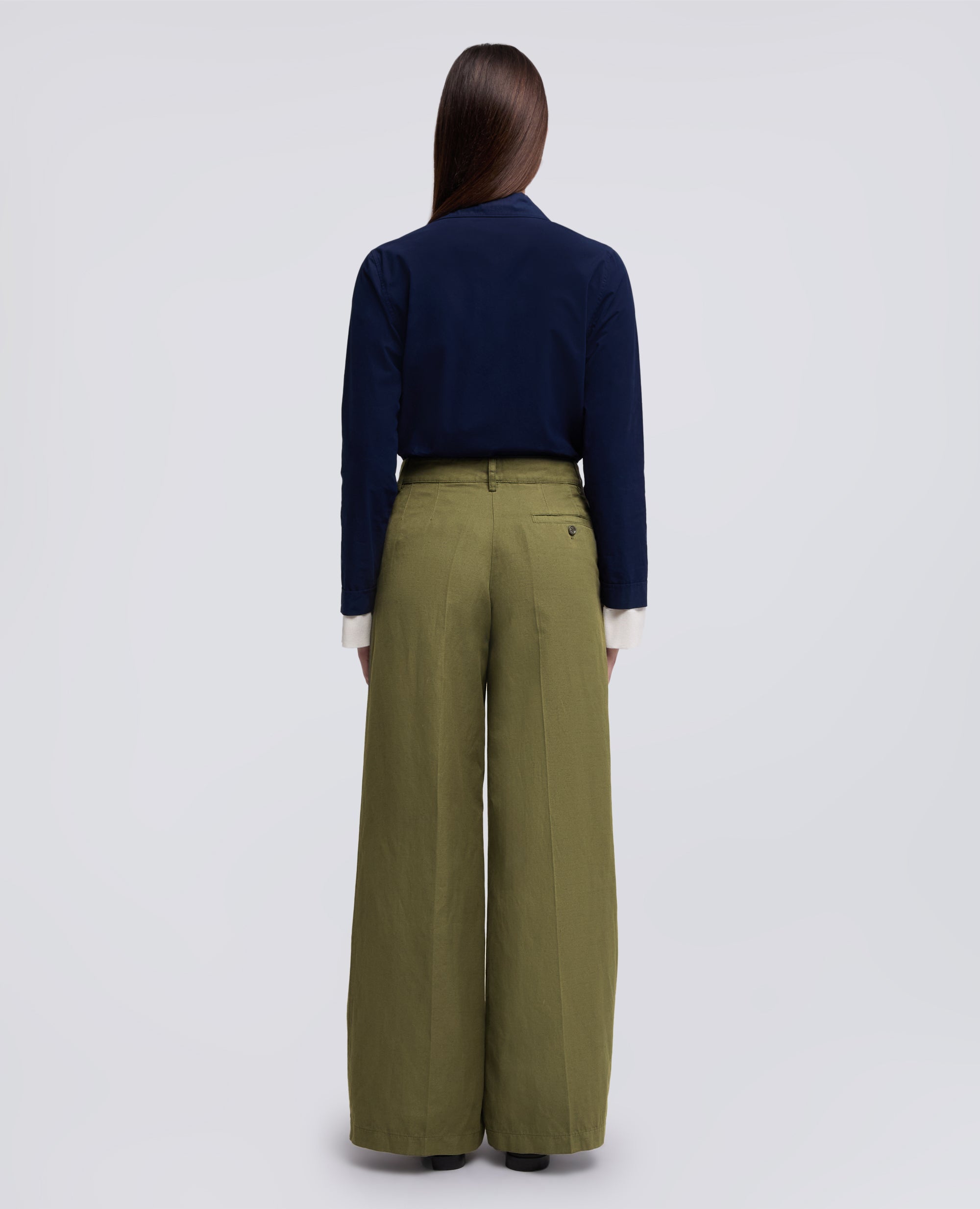 PANTALONE IN GABARDINA COTONE LINO TINTO CAPO-MILITARE-MILITARY-MILITAR-MILITAR-MILITAIRE