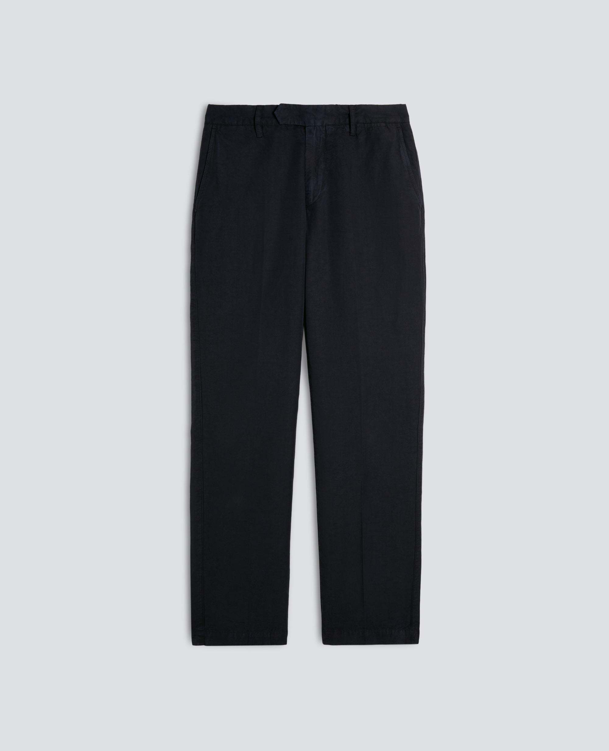 PANTALONE IN TELA FIAMMATA COTONE E LINO TINTO CAPO-NAVY-NAVY-AZUL MARINO-NAVY-NAVY