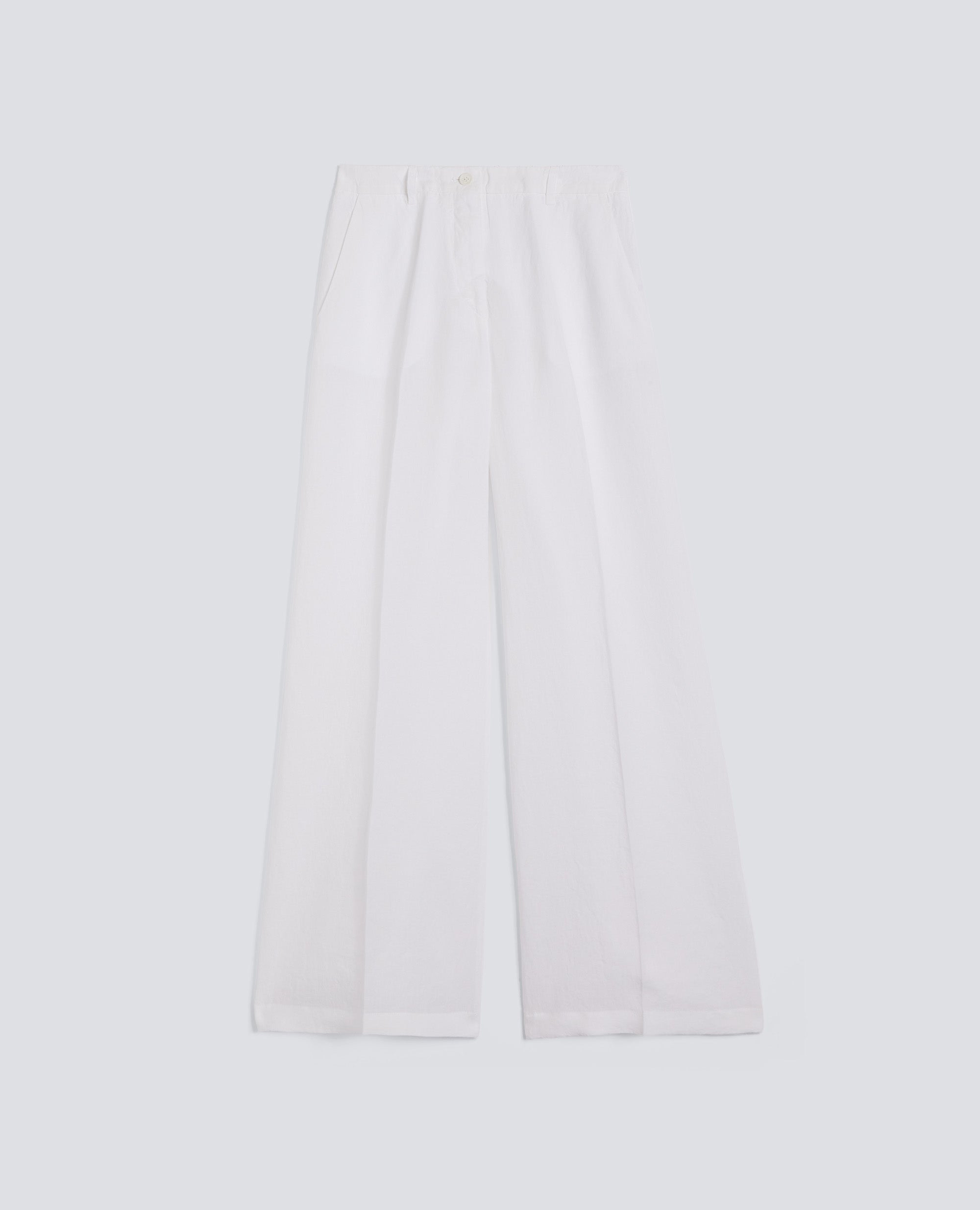 PANTALONE IN TELA DI LINO-BIANCO-WHITE-BLANCO-WEISS-BLANC