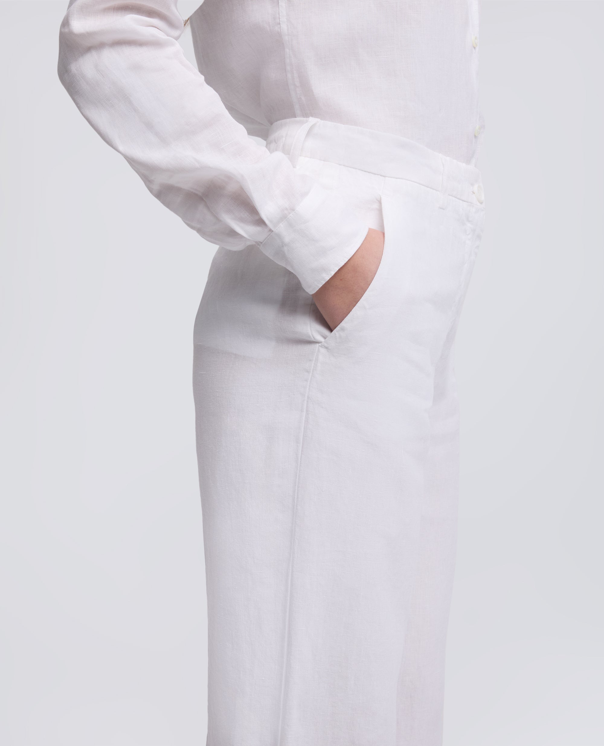 PANTALONE IN TELA DI LINO-BIANCO-WHITE-BLANCO-WEISS-BLANC