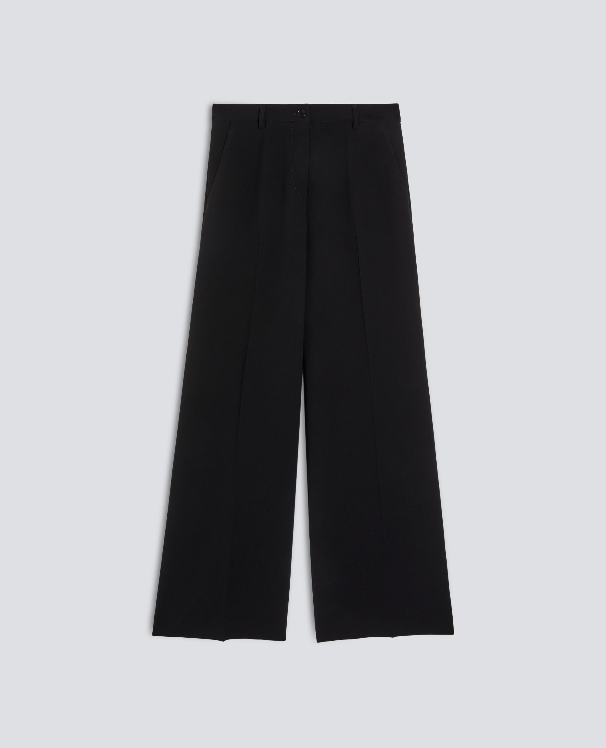 PANTALONE IN CADY CREPE IN TRIACETATO POLIESTERE-NERO-BLACK-NEGRO-SCHWARZ-NOIR