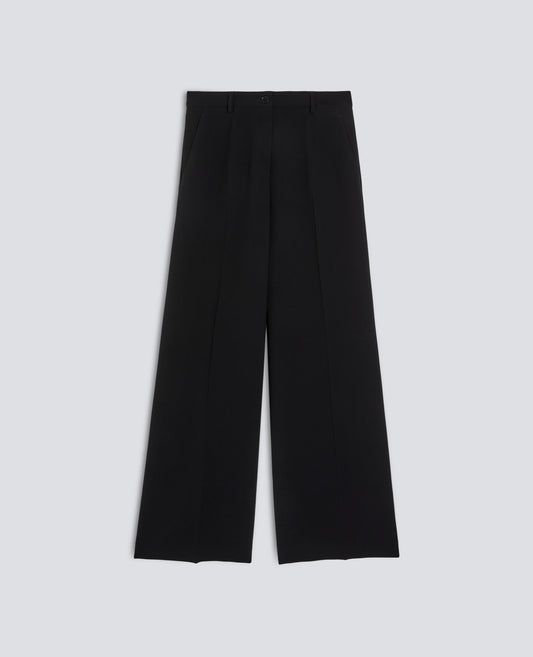 PANTALONE IN CADY CREPE IN TRIACETATO POLIESTERE-NERO-BLACK-NEGRO-SCHWARZ-NOIR