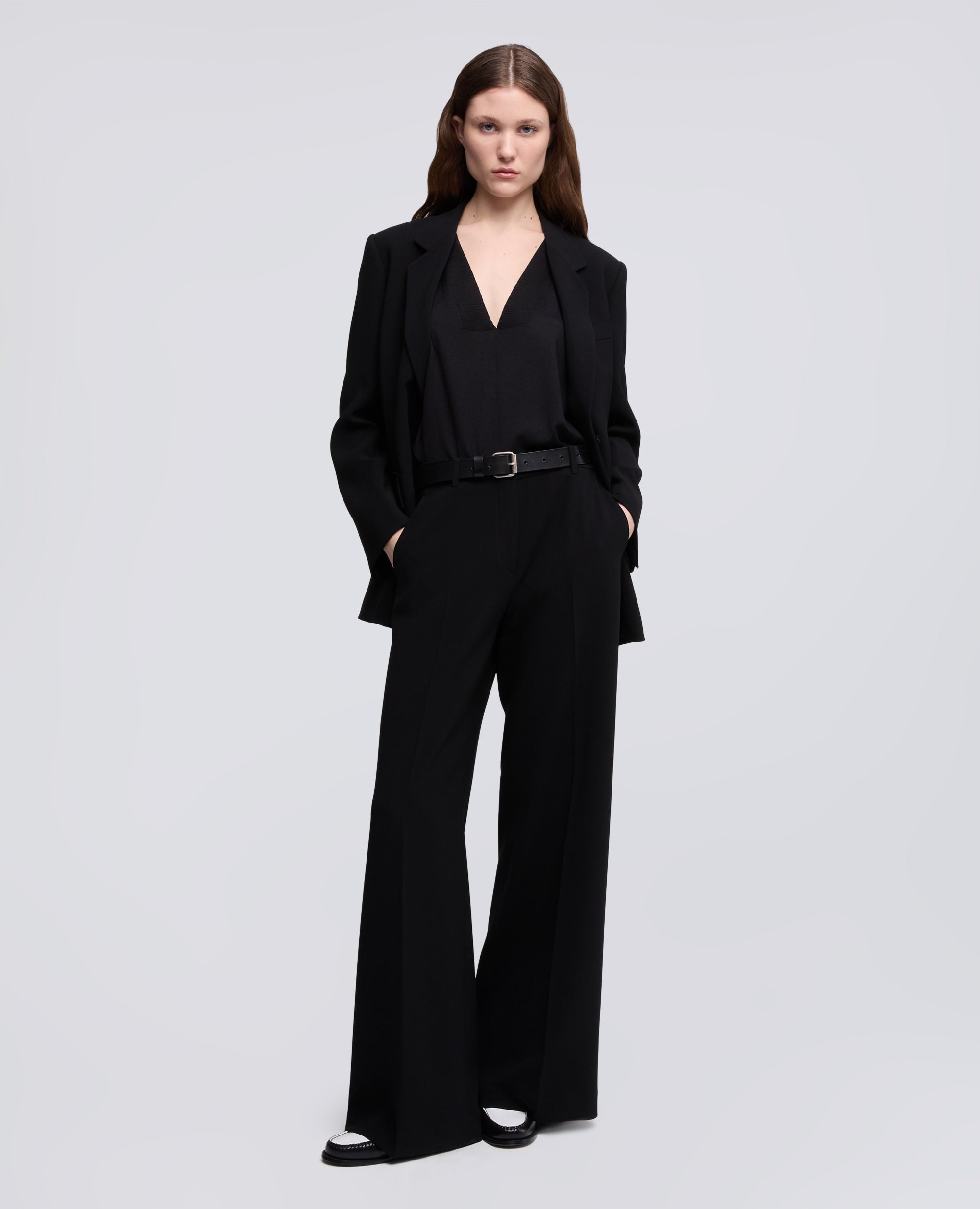 PANTALONE IN CADY CREPE IN TRIACETATO POLIESTERE-NERO-BLACK-NEGRO-SCHWARZ-NOIR