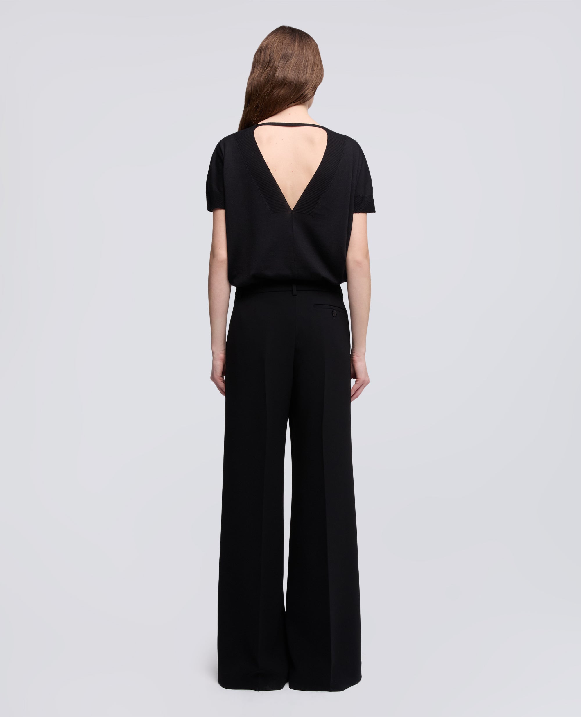 PANTALONE IN CADY CREPE IN TRIACETATO POLIESTERE-NERO-BLACK-NEGRO-SCHWARZ-NOIR