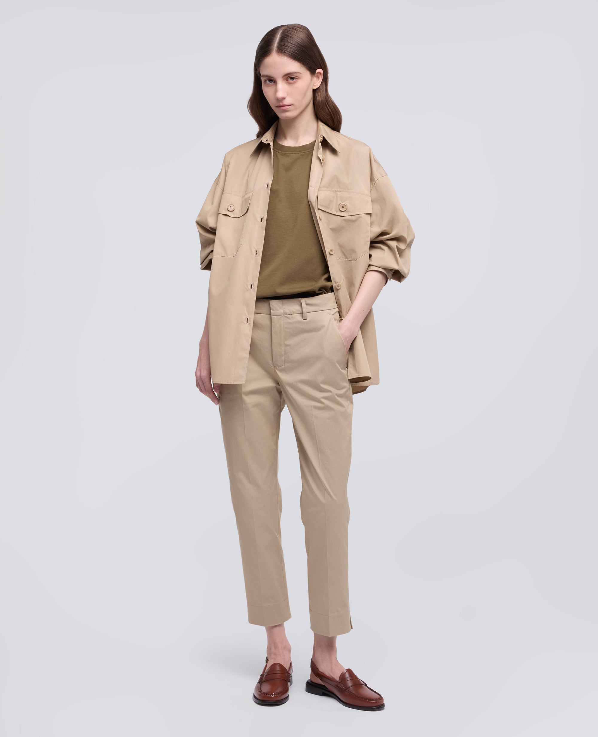 PANTALONE CAPRI IN TWILL DI COTONE STRETCH-COLONIALE-COLONIAL BEIGE-COLONIAL-KOLONIALBEIGE-COLONIAL