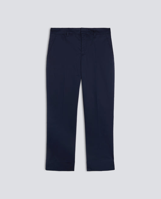 PANTALONE CAPRI IN TWILL DI COTONE STRETCH-NAVY-NAVY-AZUL MARINO-NAVY-NAVY