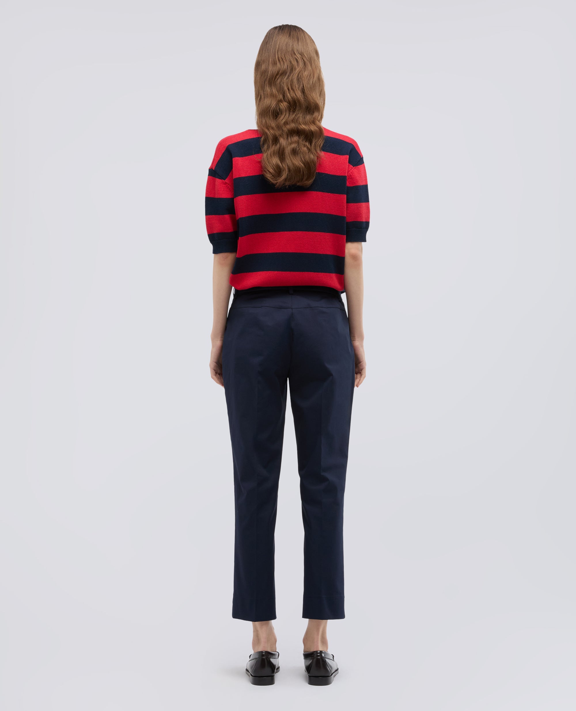 PANTALONE CAPRI IN TWILL DI COTONE STRETCH-NAVY-NAVY-AZUL MARINO-NAVY-NAVY