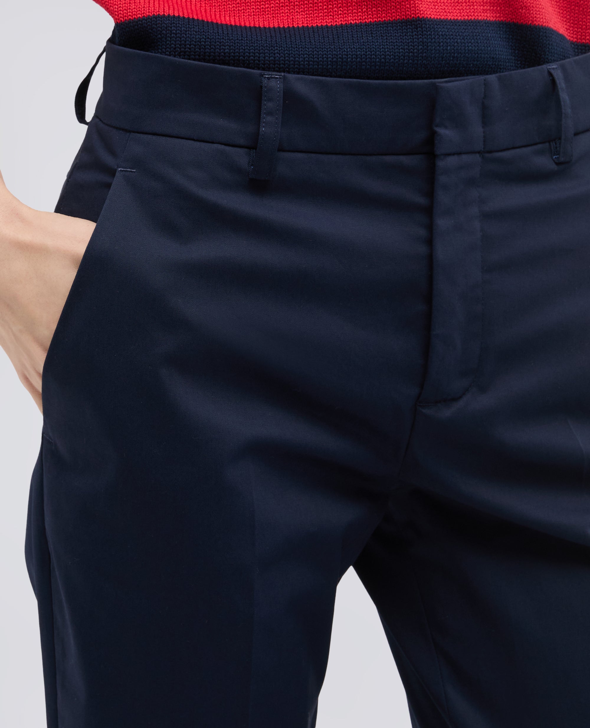PANTALONE CAPRI IN TWILL DI COTONE STRETCH-NAVY-NAVY-AZUL MARINO-NAVY-NAVY