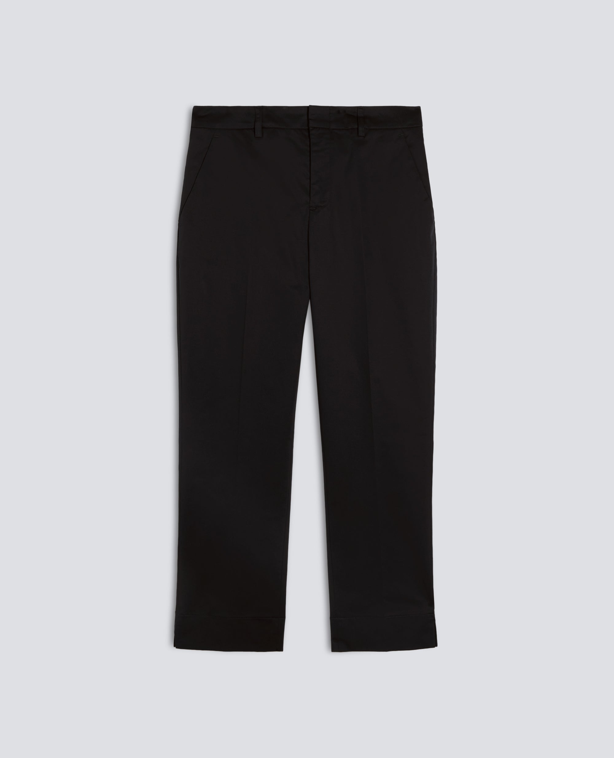 PANTALONE CAPRI IN TWILL DI COTONE STRETCH-NERO-BLACK-NEGRO-SCHWARZ-NOIR
