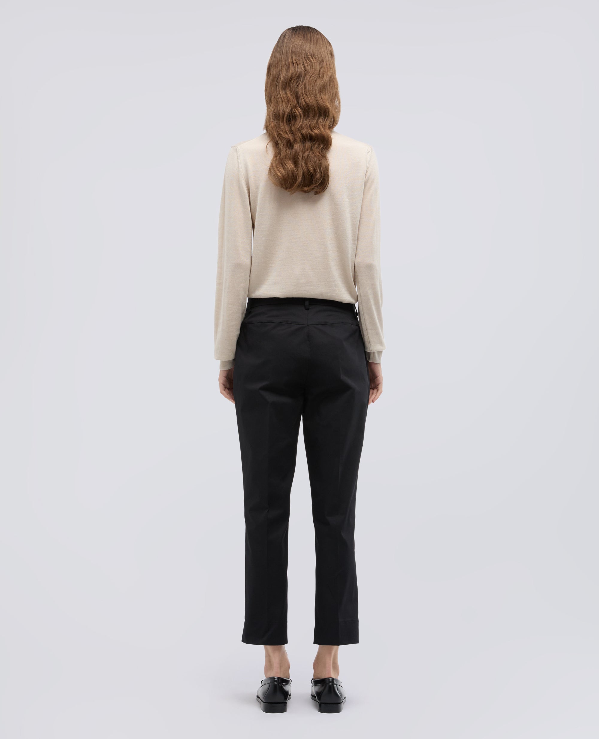 PANTALONE CAPRI IN TWILL DI COTONE STRETCH-NERO-BLACK-NEGRO-SCHWARZ-NOIR