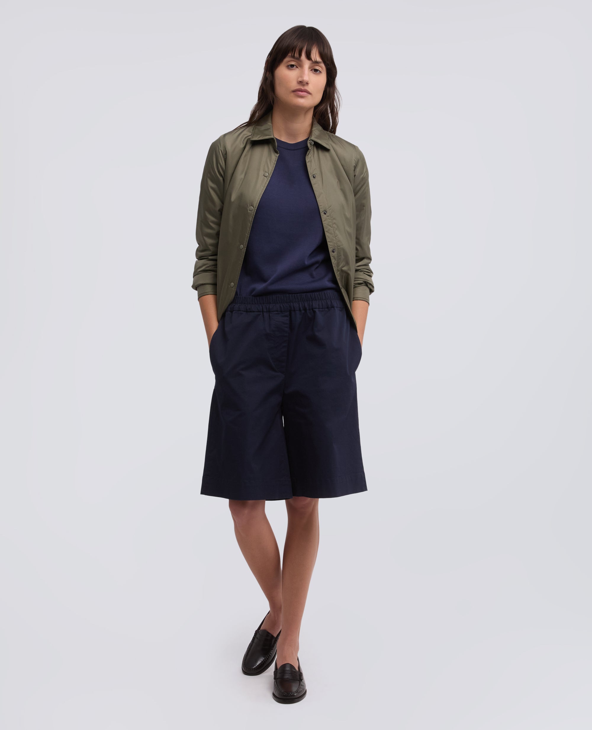 BERMUDA IN TWILL DI COTONE STRETCH-NAVY-NAVY-AZUL MARINO-NAVY-NAVY