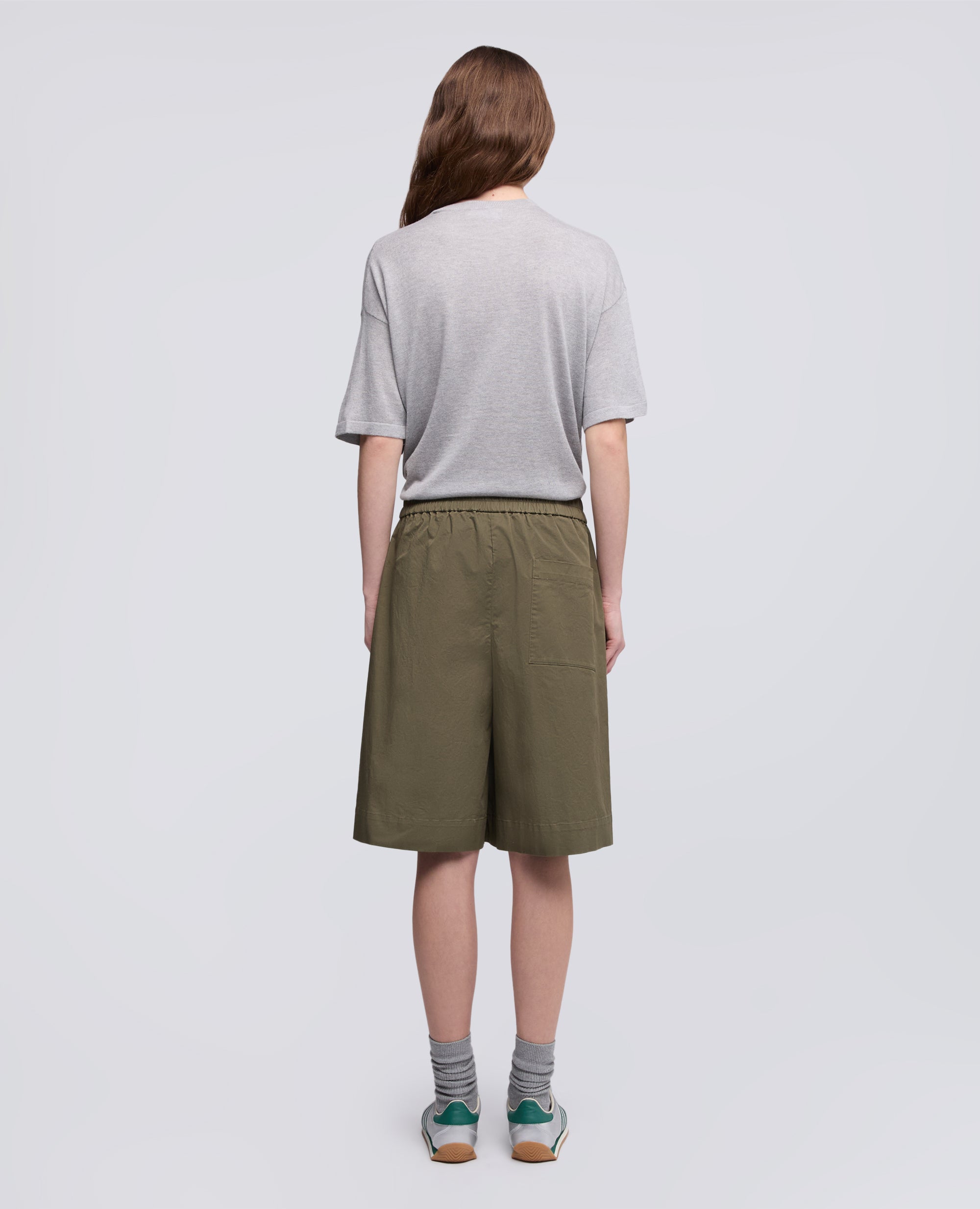 BERMUDA IN TWILL DI COTONE STRETCH-MILITARE-MILITARY-MILITAR-MILITAR-MILITAIRE