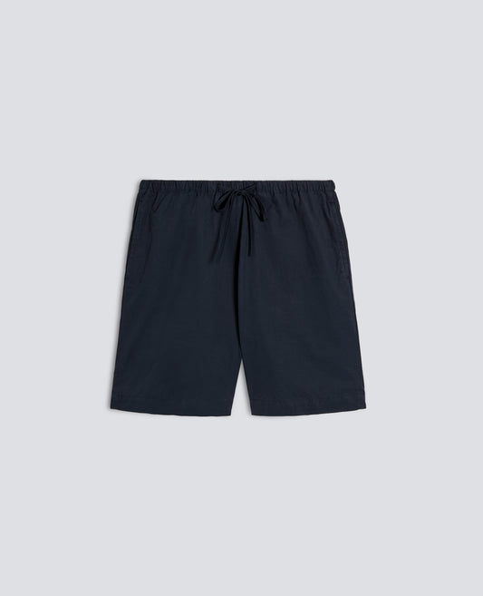 SHORT IN POPELINE DI COTONE TINTO CAPO-NAVY-NAVY-AZUL MARINO-NAVY-NAVY