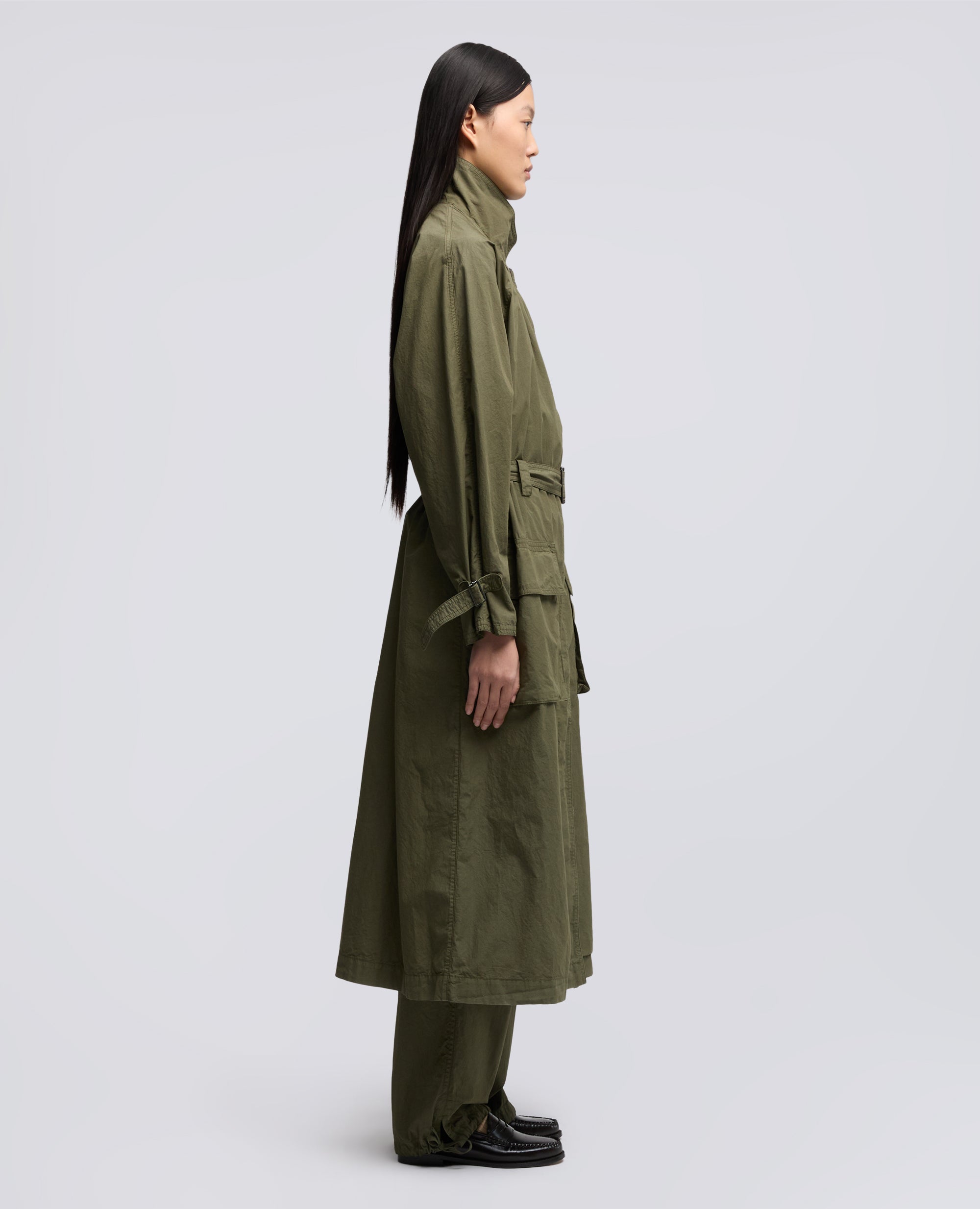 SOPRABITO IN POPELINE DI COTONE TINTO CAPO-MILITARE-MILITARY-MILITAR-MILITAR-MILITAIRE