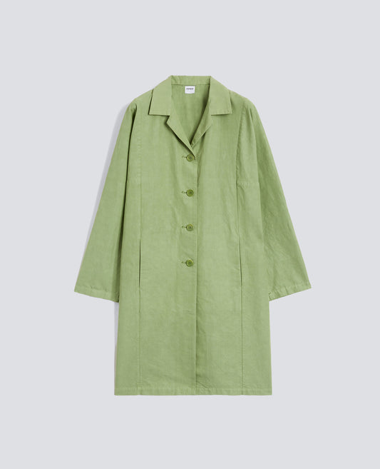 SOPARABITO IN TELA FIAMMATA COTONE E LINO TINTO CAPO-SALVIA-SAGE GREEN-ARENA-SALBEIGRUN-SAUGE