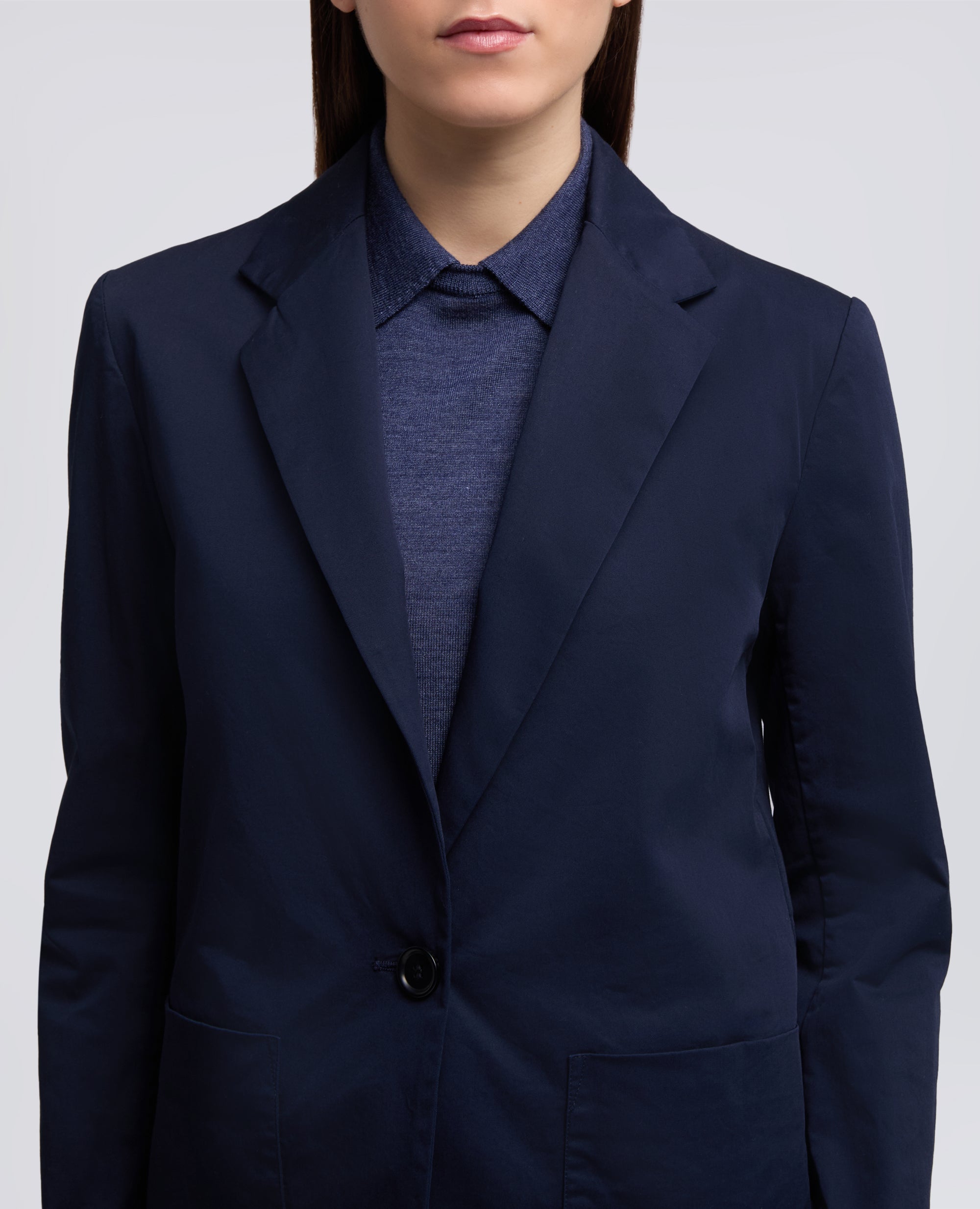 GIACCA MONOPETTO DECOSTRUITA IN TWILL DI COTONE-NAVY-NAVY-AZUL MARINO-NAVY-NAVY